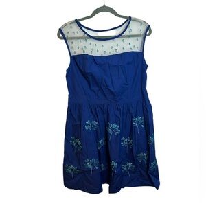 Eshakti Cotton Floral Embroidered Blouson Dress
